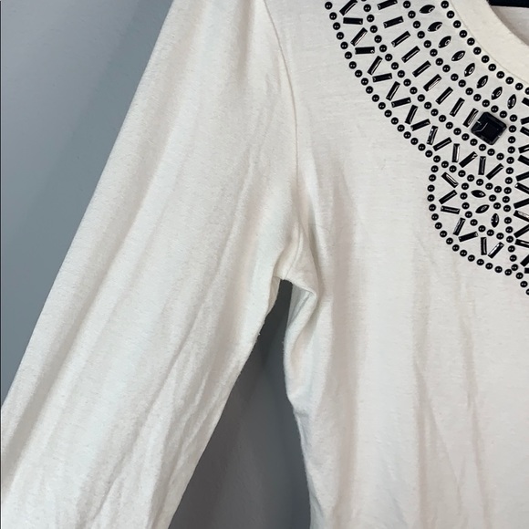 St. John beaded black jewel white 3/4 sleeve top 2 - Picture 5 of 9